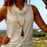 Tassel Necklaces for Women,Long Necklace,Yellow Necklace,Boho Necklaces for Women,Statement Necklace,Beaded Necklace,Boho Jewelry