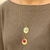 Ruby Birthstone Necklace • Gold Pendant Necklace • Long Necklace for Women • Custom Necklac• Gold Necklaces for Women • Birthstone Jewelry
