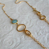 Gold Long Boho Necklaces For Woman / Blue Jade Necklace For A Woman / Long Necklace With A Blue Jade Pendant / Jade And Gold Pendant