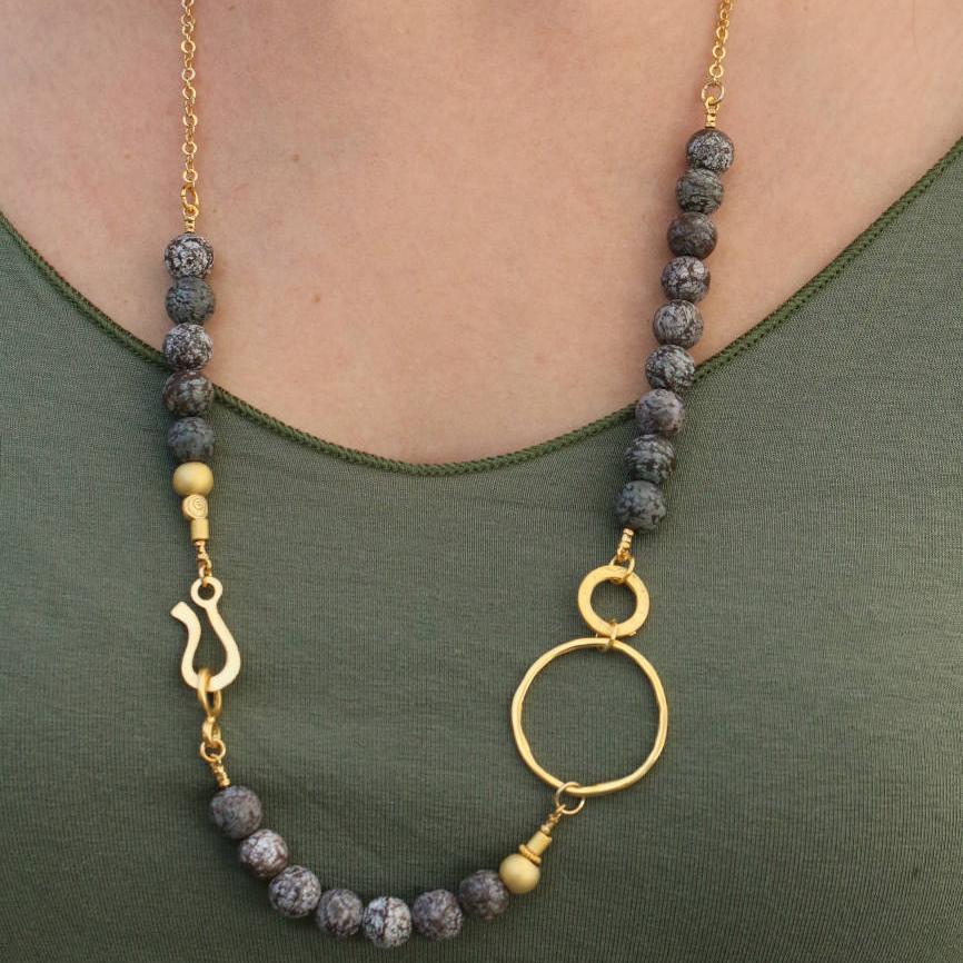 Bead Necklace for Women,Gemstone Necklace,Jasper Necklace,Handmade Necklace,Necklaces for Women,Gem Necklace,Gold Necklace,Fashion Jewelry