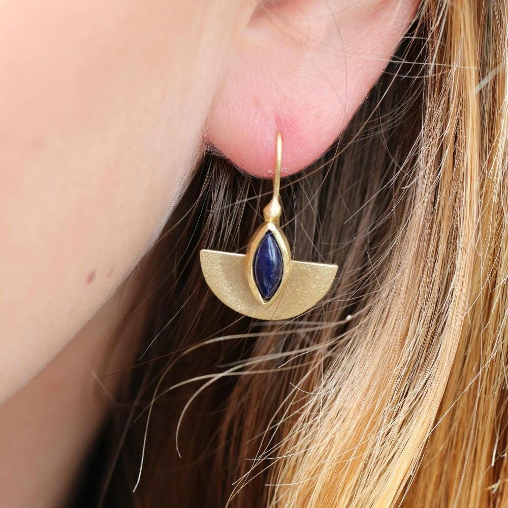 Red Garnet Marquise Gemstone Earrings, Sterling Silver Bohemian Dangle Earrings, Egyptian style Earrings, January Birthstone drop earrings