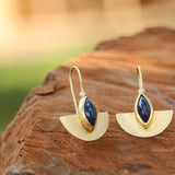 Gemstone Earrings,Blue Sapphire Earrings,Dangle Earrings for Women,Gold Plated Earrings,Boho Earrings,Blue Earrings for Women