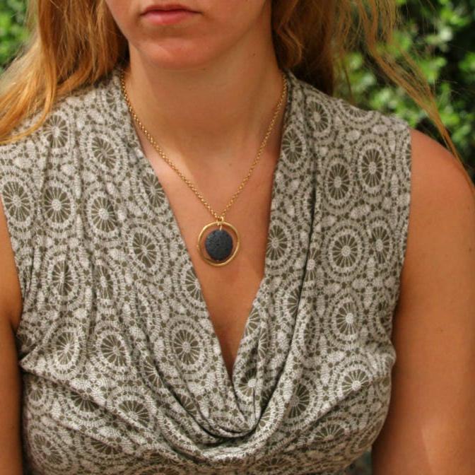 Lava Bead Necklace,Pendant Necklace for Women,Beaded Necklace,Silver Necklace for Women,Silver Jewelry,Bohemian Jewelry,Pendant Necklace