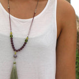Handmade Necklace,Green Necklace,Statement Necklaces for Women,Bead Necklaces,Tassel Necklaces for Women,Boho Necklace,Handmade Jewelry