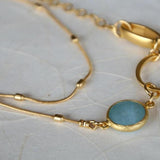 Gold Long Boho  Necklaces For Woman / Blue Jade Necklace For A Woman /  Long Necklace With A Blue Jade Pendant / Jade And Gold Pendant