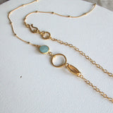 Gold Long Boho Necklaces For Woman / Blue Jade Necklace For A Woman / Long Necklace With A Blue Jade Pendant / Jade And Gold Pendant