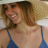 Green Stone Pendant Necklace • Beaded Necklace for Women • Rosary Necklace • Flower Necklace • Fashion Jewelry for Women • Gift for Women