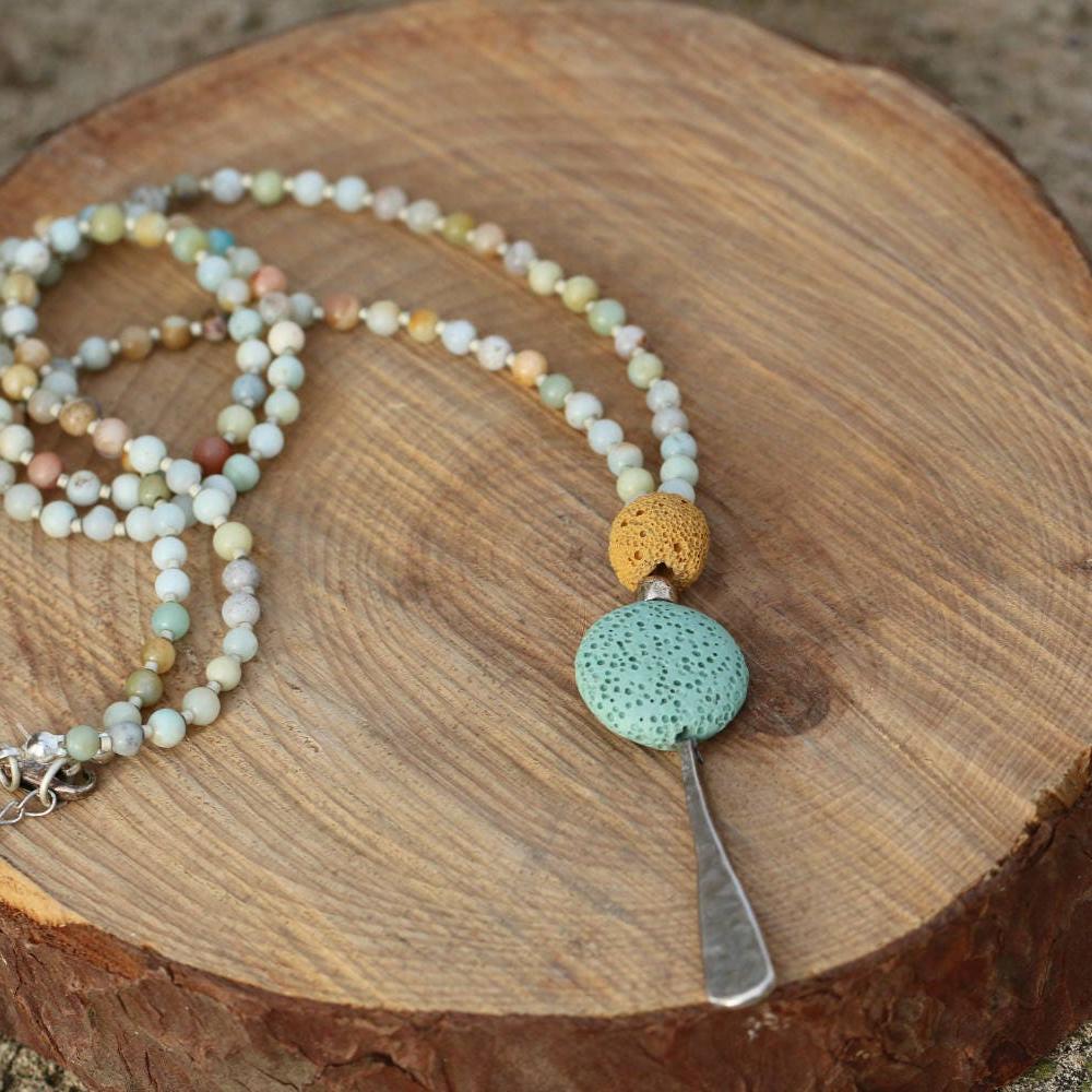 Amazonite Beaded Necklace ,Mala Necklace ,Necklace For Women ,Long Necklace Pendant ,Natural Amazonite Necklace ,Christmas Gift