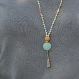 Amazonite Beaded Necklace ,Mala Necklace ,Necklace For Women ,Long Necklace Pendant ,Natural Amazonite Necklace ,Christmas Gift