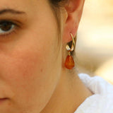 Briolette Gold-Filled Drop Earrings, Carnelian Teardrop Earrings, Dangle Gold-Filled Earrings, Orange Earrings, Gift For Mom, Christmas Gift