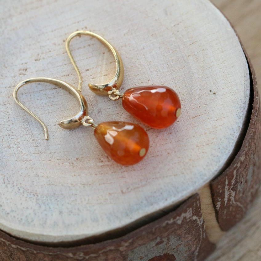 Drop Dangle Earrings,Carnelian Earrings,Gem Earrings,Gemstone Earrings,Drop Earrings for Women,14k Gold Earrings,Gemstone Earrings