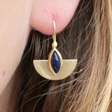 Gemstone Earrings,Blue Sapphire Earrings,Dangle Earrings for Women,Gold Plated Earrings,Boho Earrings,Blue Earrings for Women