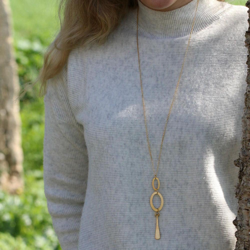 Extra Long Necklace, Long Gold Necklace, Customized Necklace, Pendant Necklace for Women, Trendy Necklaces, Handmade Jewelry, Gold Necklace