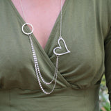 Silver Necklace for Women,Prom Necklace,Long Silver Necklace,Layered Necklaces for Women,Heart Necklace,Handmade Jewelry,Christmas Gift