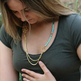 Gold Plated Beaded Flower Necklace