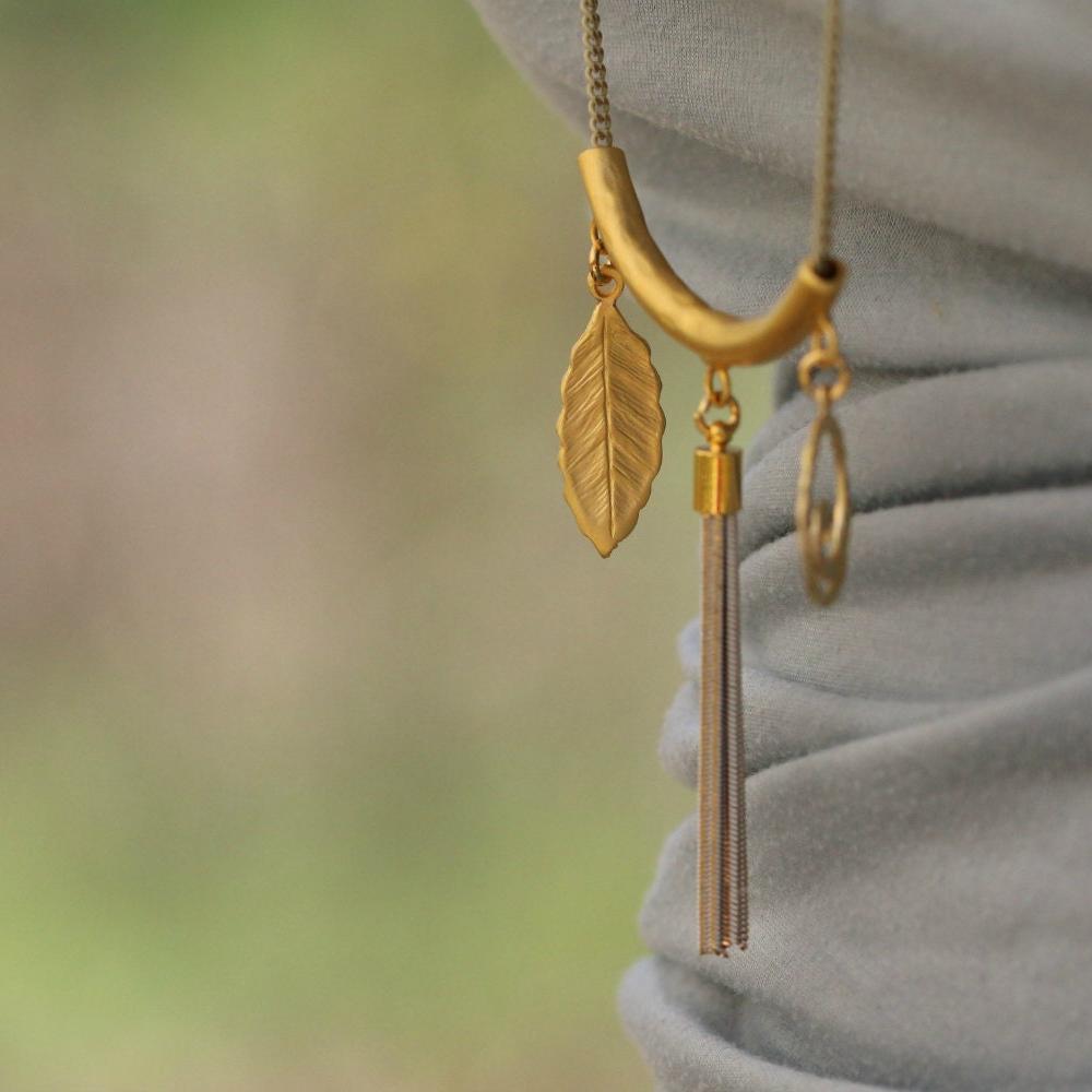Gold Necklaces for Women,Gold Pendant Necklace,Long Gold Necklace,Tassel Necklaces,Spiral Pendant Necklace,Leaf Necklace,Unique Jewelry