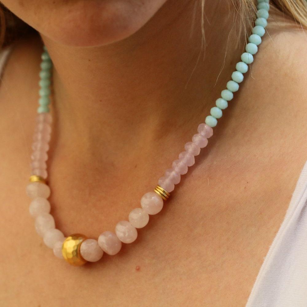 Rose Quartz Necklace,Beads Necklace,Beaded Necklace for Women,Bead Necklace,Women Necklace,Statement Necklace,Pink Necklace ,Christmas Gift