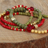 Gold Bead Bracelet,Green Bracelet,Wrap Bracelets for Women,Bead Bracelets for Women,Beads Bracelet,Stretchy Bracelets,Bohemian Jewelry