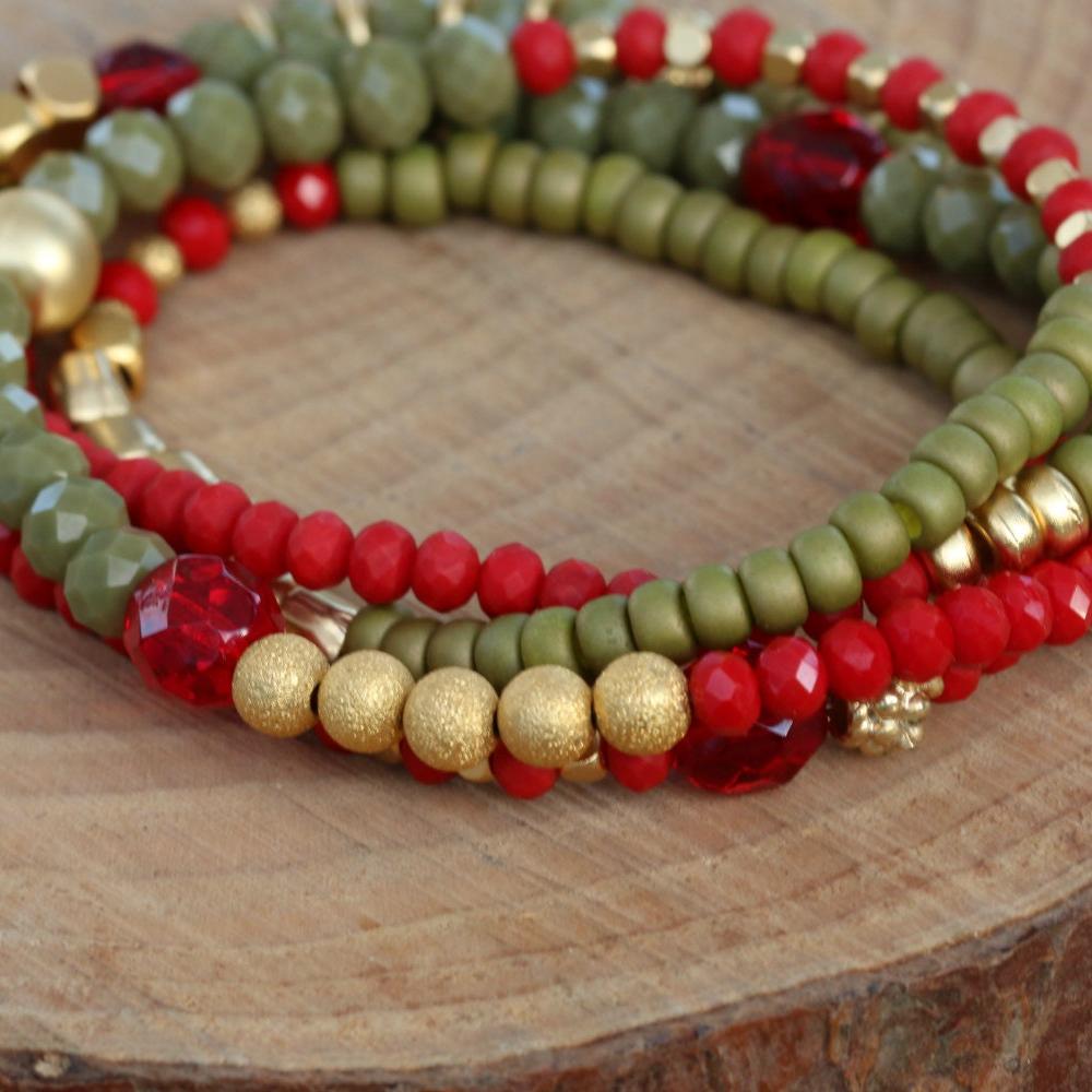 Gold Bead Bracelet,Green Bracelet,Wrap Bracelets for Women,Bead Bracelets for Women,Beads Bracelet,Stretchy Bracelets,Bohemian Jewelry