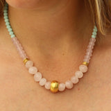 Rose Quartz Necklace,Beads Necklace,Beaded Necklace for Women,Bead Necklace,Women Necklace,Statement Necklace,Pink Necklace ,Christmas Gift