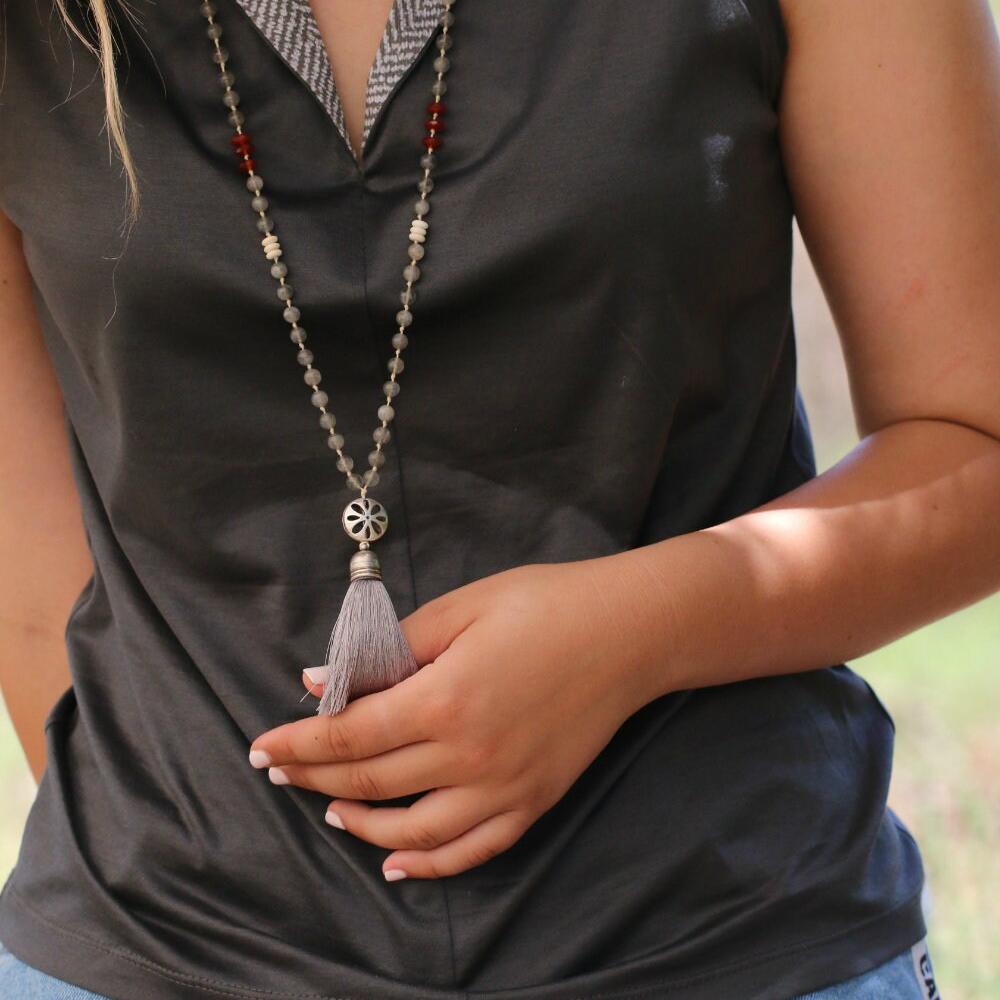 Tassel Necklaces , Labradorite Beads Necklace , Long Necklaces For Woman , Long Tassel Necklace , Labradorite Necklace Beaded