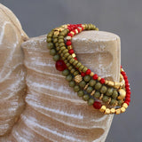 Gold Bead Bracelet,Green Bracelet,Wrap Bracelets for Women,Bead Bracelets for Women,Beads Bracelet,Stretchy Bracelets,Bohemian Jewelry