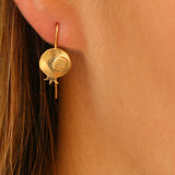 Pomegranate Silver Earrings, Delicate dangling earrings, Cute dangly earrings, Silver pomegranate earrings, Handmade jewelry, gift for her