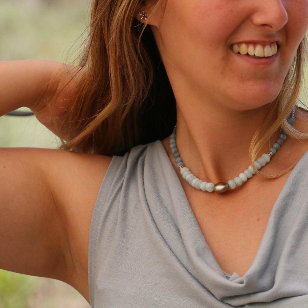Aquamarine Necklace,Gemstone Necklace,Bead Necklaces for Women,Birthstone Necklace,Bead Necklaces,March Birthstone Necklace,Gift for Her