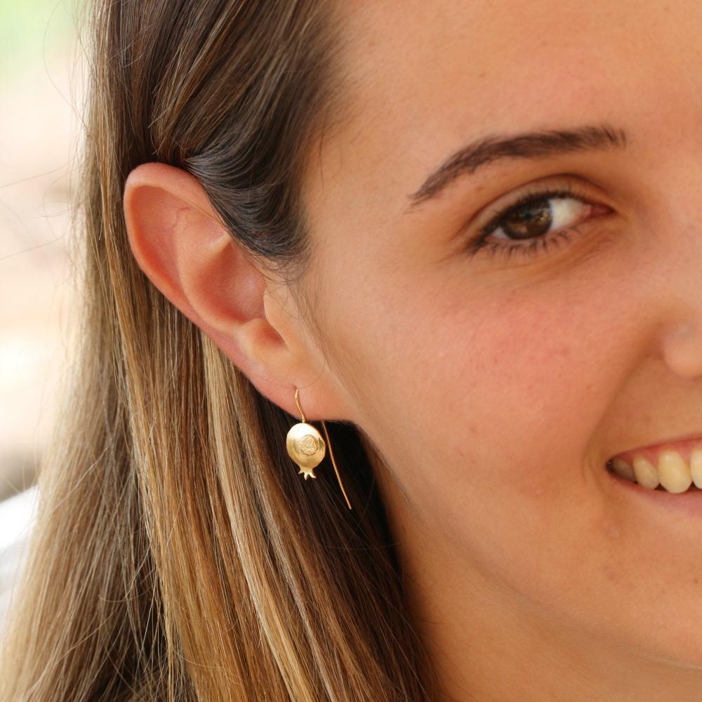 Gold Earrings for Girls,Dangle Earrings for Women,Dainty Earrings,Hook Earrings,Fruit Earrings,Handmade Jewelry,Trendy Earrings