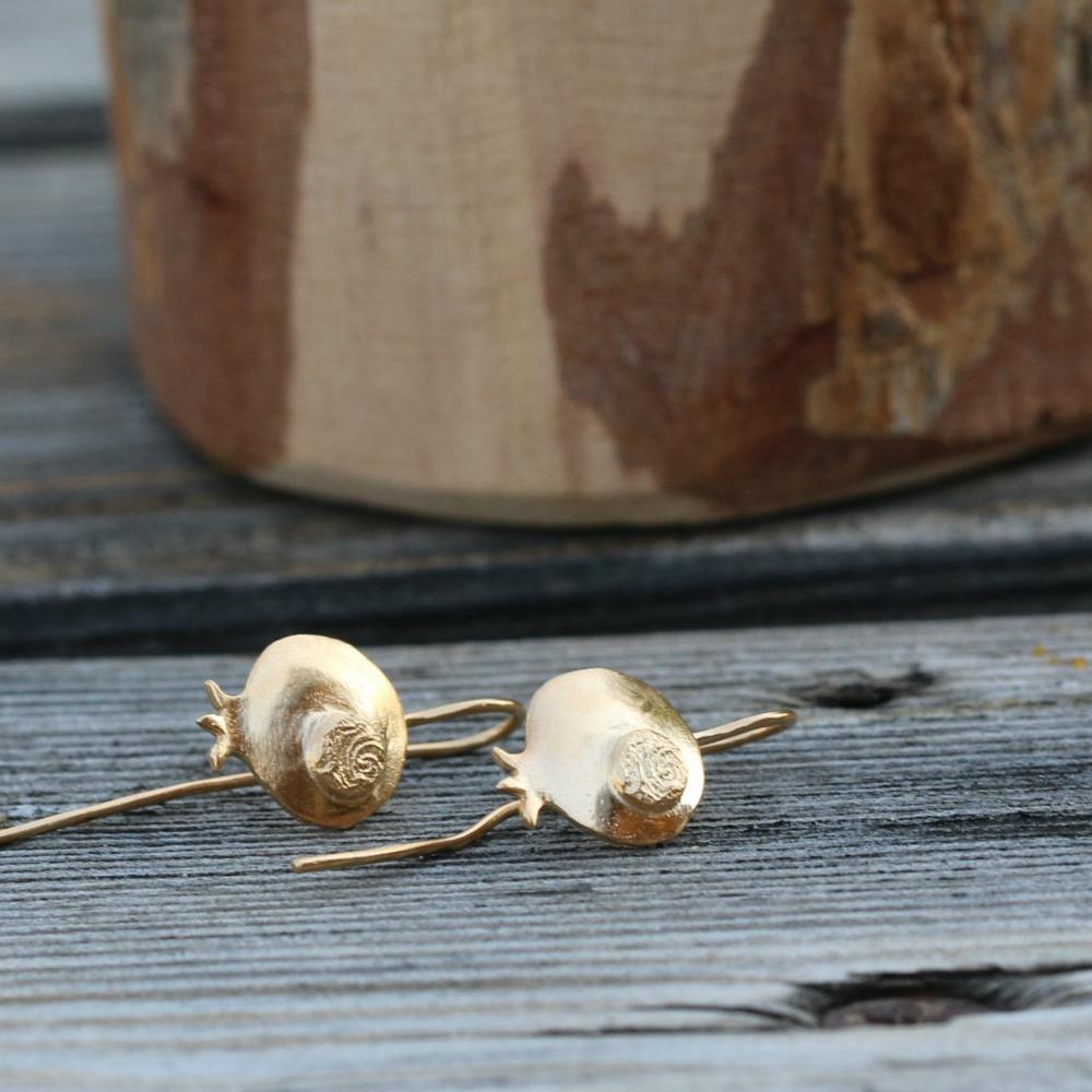 Pomegranate Silver Earrings, Delicate dangling earrings, Cute dangly earrings, Silver pomegranate earrings, Handmade jewelry, gift for her