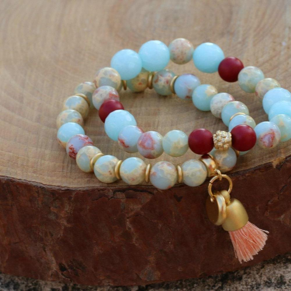 Charm Bracelets for Women,Bead Bracelets,Jade Bracelet,Gemstone Bracelets for Women,Stacking Bracelets,Tassel Bracelet,Handmade Bracelets