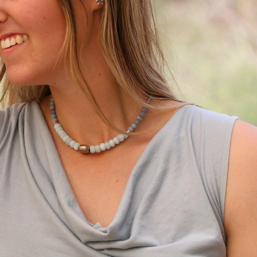 Aquamarine Necklace,Gemstone Necklace,Bead Necklaces for Women,Birthstone Necklace,Bead Necklaces,March Birthstone Necklace,Gift for Her
