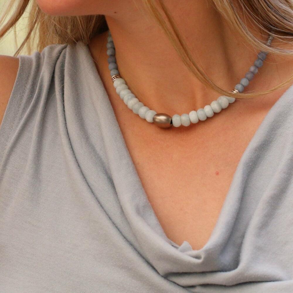 Aquamarine Necklace,Gemstone Necklace,Bead Necklaces for Women,Birthstone Necklace,Bead Necklaces,March Birthstone Necklace,Gift for Her