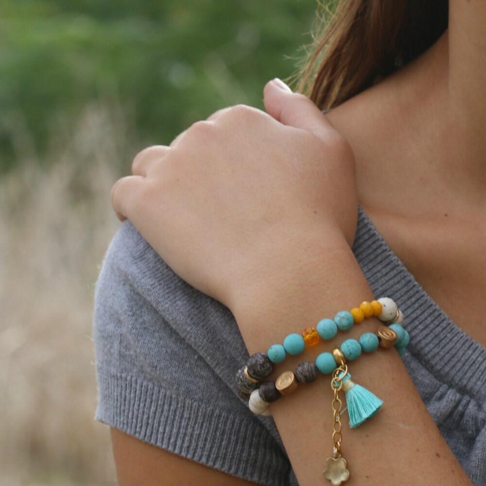 Beaded bracelets set for women, Jasper and jade bracelet, Gemstone charm bracelets, Stackable bracelets, Boho stretch bracelet, Jewelry gift
