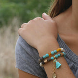 Beaded bracelets set for women, Jasper and jade bracelet, Gemstone charm bracelets, Stackable bracelets, Boho stretch bracelet, Jewelry gift