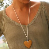 Lava heart necklace, Stone pendant necklace for women, Statement long necklace, Chunky boho necklace, Handmade jewelry, Bohemian jewelry