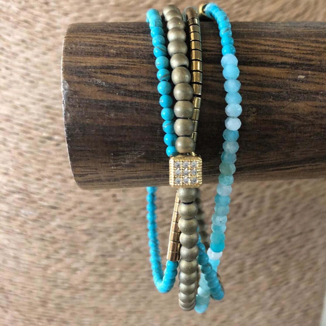 Tourqoize Bracelet,Fashion Jewelry for Women,Bead Bracelets for Women,Wrap Bracelet,Cute Bracelet,Handmade Bracelet,Mother's Day Gift