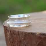 Silver Statement Ring / Spinner Ring / Boho Ring / Personalized Ring / Sterling Silver Ring / Wide Band Ring / Silver Wedding Band /Modern