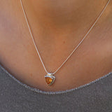 Citrine Gemstone Necklace , November Birth Stone Necklace, Silver Pendant Necklaces for Women, Triangle Pendant Necklace.