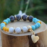 Beaded bracelets set for women, Jasper and jade bracelet, Gemstone charm bracelets, Stackable bracelets, Boho stretch bracelet, Jewelry gift