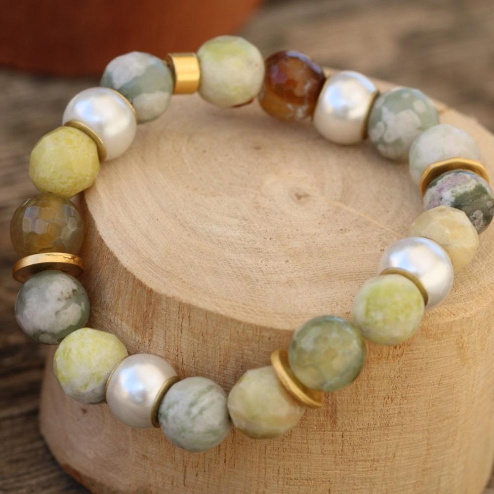 Agate Bracelet,Gemstone Bracelet,Bead Bracelets for Women,Fashion Jewelry,Gift Jewelry,Gifts for Her,Handmade Bracelet,Mother's Day Sale