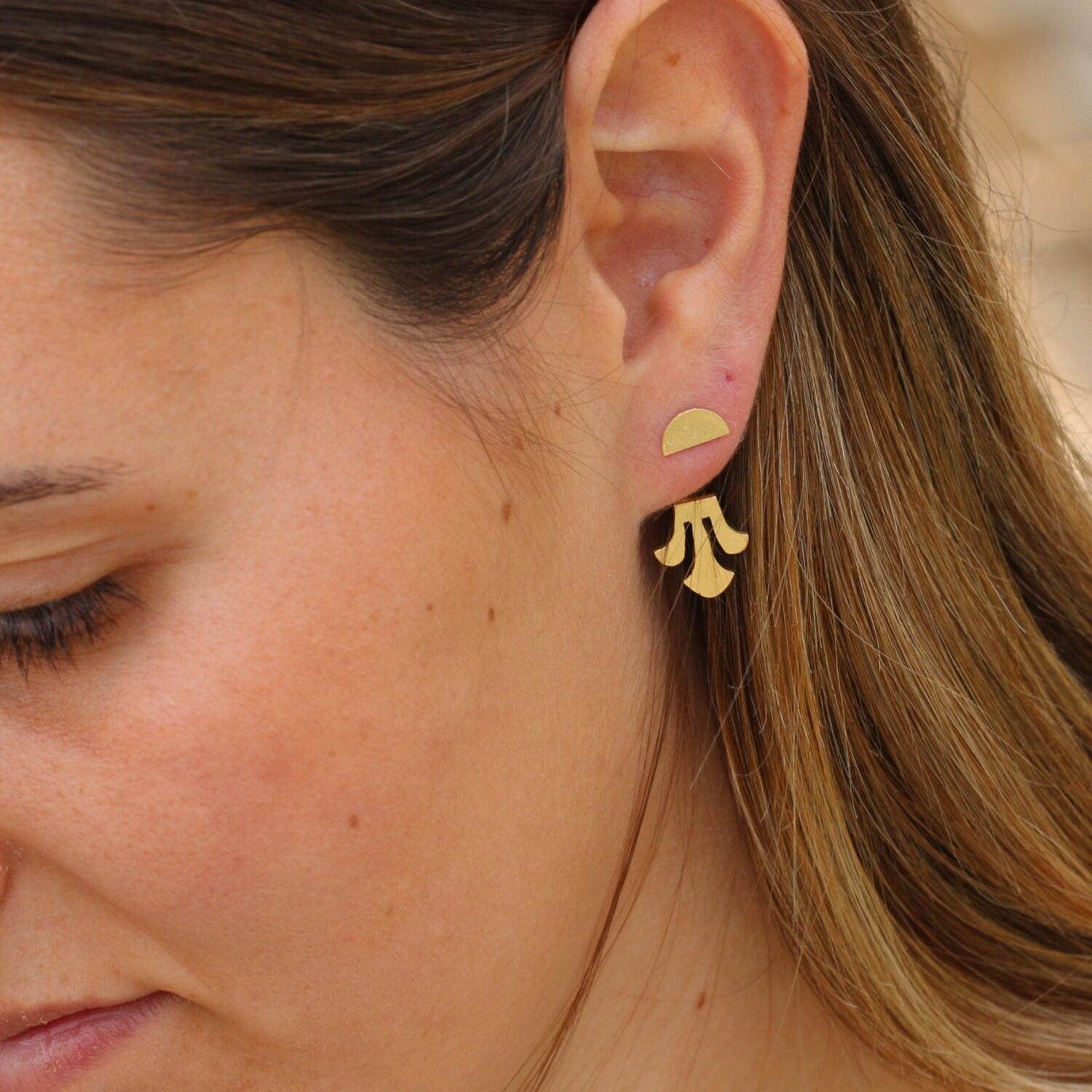 Distinctive 14k Gold Plated Geometric Ear Jackets for Women - Mother's Day Gift