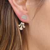 Geometric Silver Stud Ear Jackets Earrings