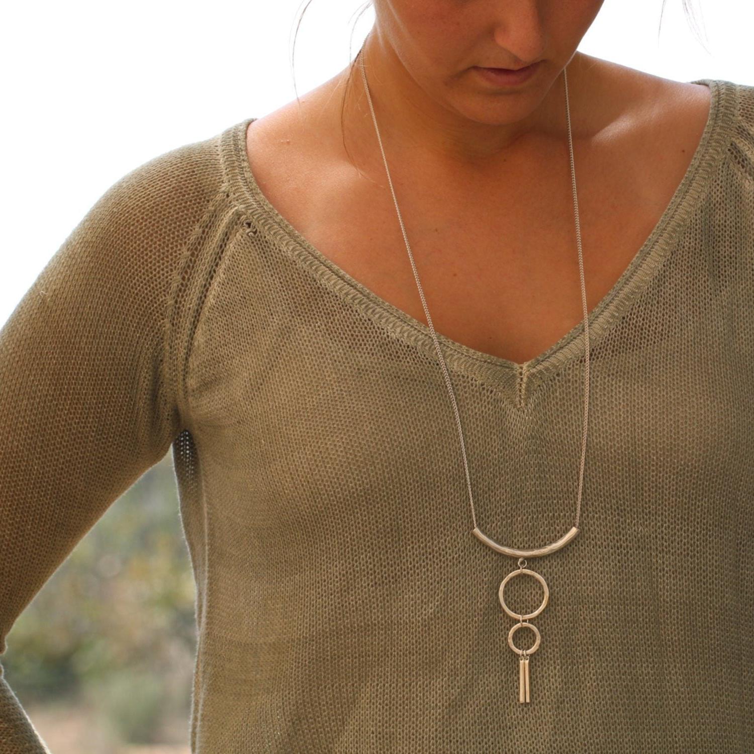 Geometric Necklace,Boho Statement Necklace,Statement Necklaces for Women,Silver Statement Necklace,Layering Necklaces,Womens Necklace