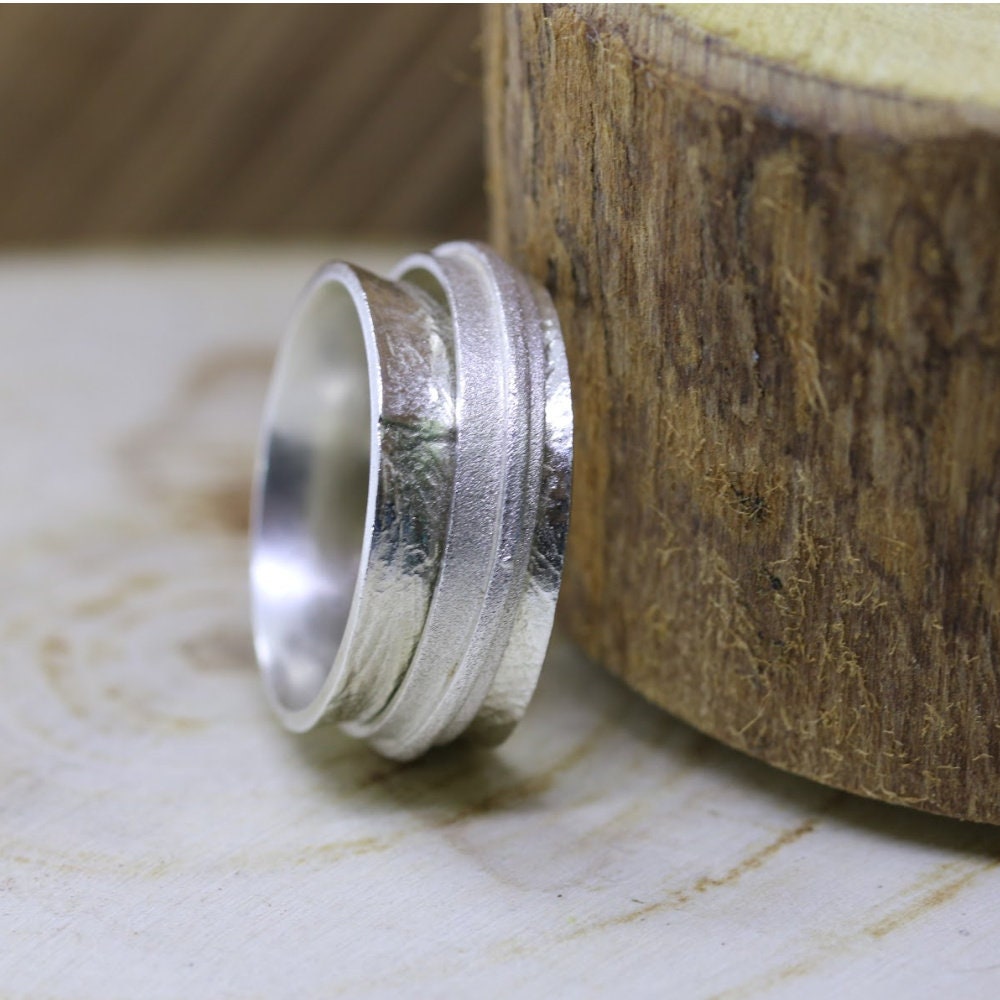 Silver Statement Ring / Spinner Ring / Boho Ring / Personalized Ring / Sterling Silver Ring / Wide Band Ring / Silver Wedding Band /Modern