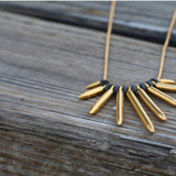 Spike Necklace,Long Gold Necklace,Gold Plated Necklace for Women,Edgy Necklace,Fashion Jewelry for Women,Gold Necklace,Statement Necklace