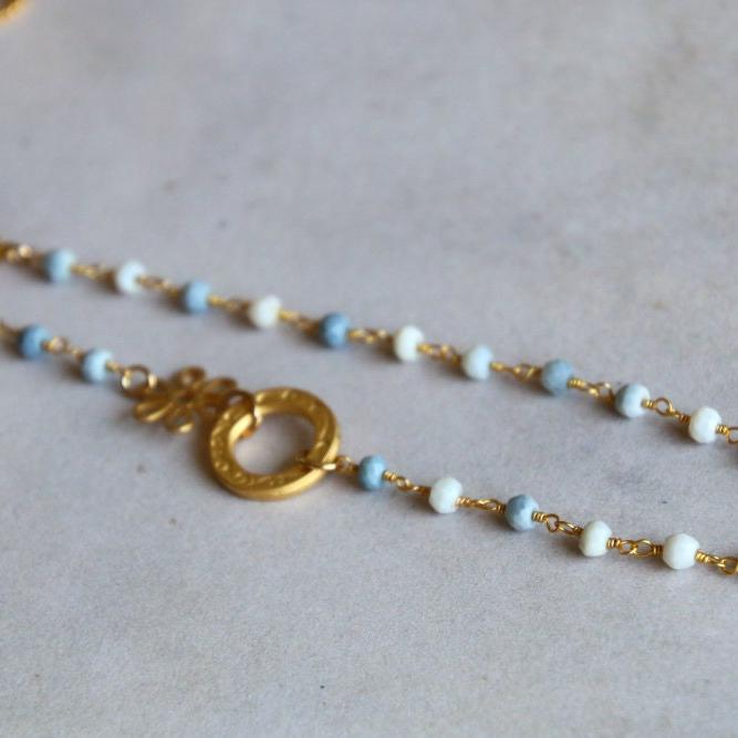 Beaded Bracelet for Women, Boho Bracelet, Dainty Bracelet, Gold Gemstone Bracelet, Opal Bracelet, Beaded Chain Bracelet, Gold Wrap Bracelet