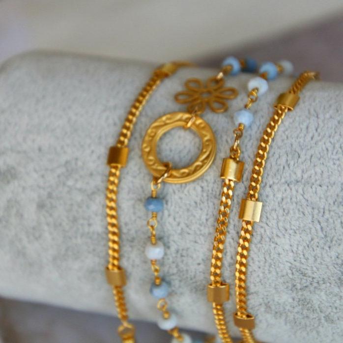 Beaded Bracelet for Women, Boho Bracelet, Dainty Bracelet, Gold Gemstone Bracelet, Opal Bracelet, Beaded Chain Bracelet, Gold Wrap Bracelet