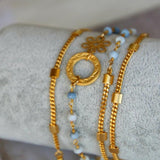 Beaded Bracelet for Women, Boho Bracelet, Dainty Bracelet, Gold Gemstone Bracelet, Opal Bracelet, Beaded Chain Bracelet, Gold Wrap Bracelet