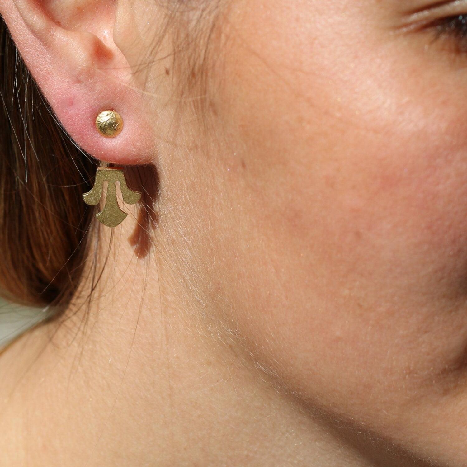 Jacket Earrings for Women,Cute Earrings for Women,Lotus Earrings,Handmade Jewelry,Fashion Earrings,Fine Jewelry,14k Stud Earrings